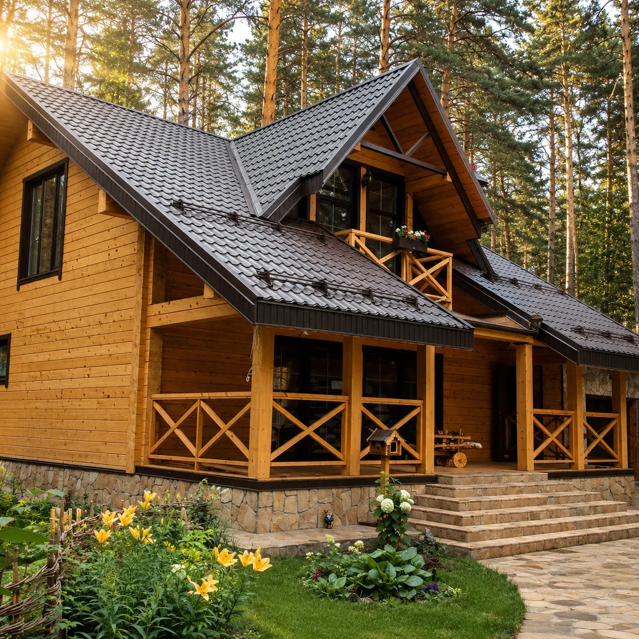 Дом из профбруса 180 м² с гаражом