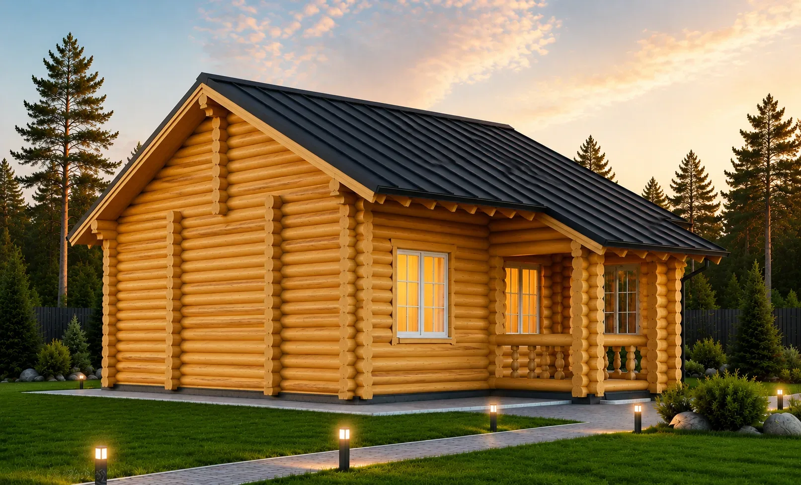 Проект Д68 — 68 м², рубленное бревно (кругляк)